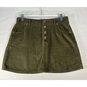 White Crow Corduroy Skirt Olive Green Short Preppy Schoolgirl Womens Medium NWT